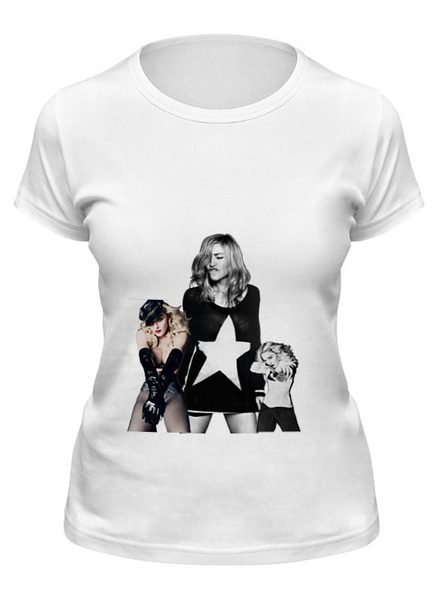 Заказать женскую футболку в Москве. Футболка классическая Madonna от kostlaviypsych - готовые дизайны и нанесение принтов.
