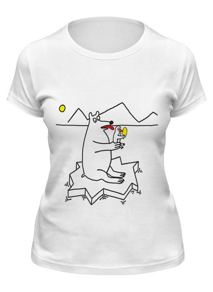 Заказать женскую футболку в Москве. Футболка классическая Медведь-лизун от Lucky Man - готовые дизайны и нанесение принтов.