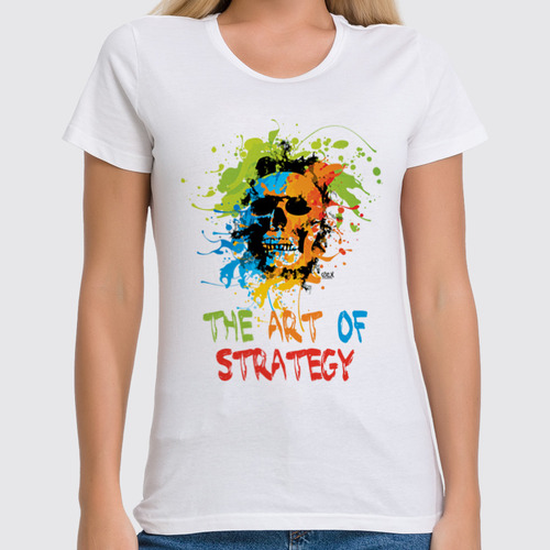 Заказать женскую футболку в Москве. Футболка классическая The Art of Strategy. Череп от OEX design - готовые дизайны и нанесение принтов.