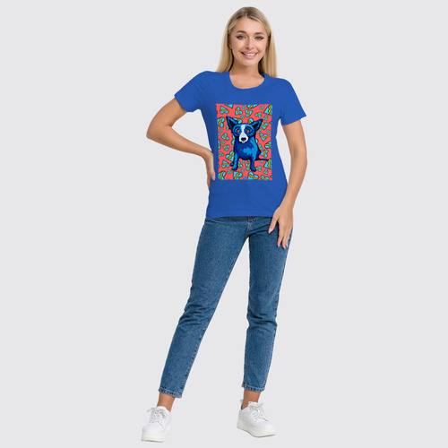 Заказать женскую футболку в Москве. Футболка классическая Синий Пес от Pinky-Winky - готовые дизайны и нанесение принтов.