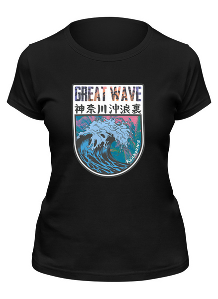 Заказать женскую футболку в Москве. Футболка классическая Great Wave off Aesthetic от Павел Павел - готовые дизайны и нанесение принтов.