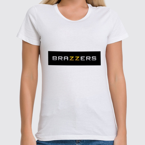 Заказать женскую футболку в Москве. Футболка классическая Brazzers  от cherdantcev - готовые дизайны и нанесение принтов.