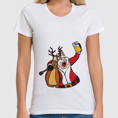 Заказать женскую футболку в Москве. Футболка классическая Дед мороз от Easy-store - готовые дизайны и нанесение принтов.