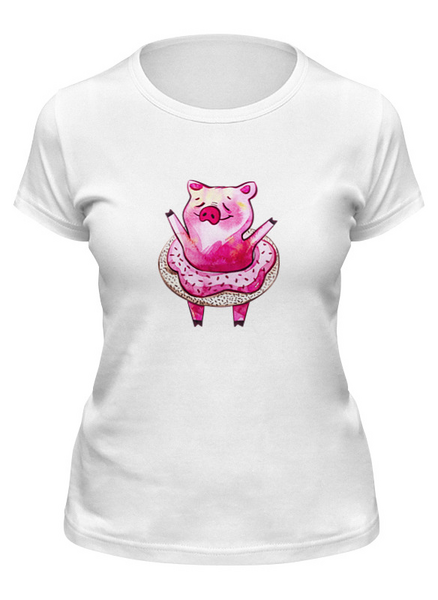 Заказать женскую футболку в Москве. Футболка классическая свинка от THE_NISE  - готовые дизайны и нанесение принтов.