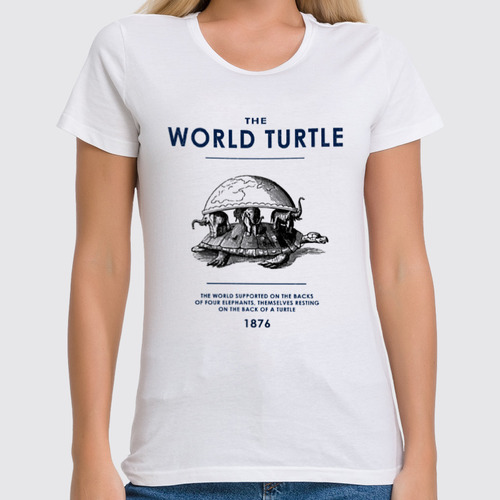 Заказать женскую футболку в Москве. Футболка классическая World turtle от Shdomon - готовые дизайны и нанесение принтов.