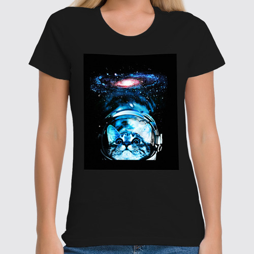 Заказать женскую футболку в Москве. Футболка классическая  Кот космонавт от THE_NISE  - готовые дизайны и нанесение принтов.