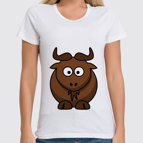 Заказать женскую футболку в Москве. Футболка классическая коричневый бык от EDJEY  - готовые дизайны и нанесение принтов.