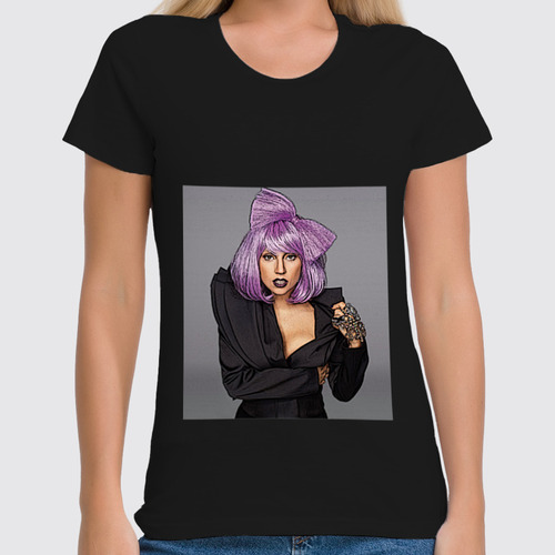 Заказать женскую футболку в Москве. Футболка классическая Lady Gaga от kostlaviypsych - готовые дизайны и нанесение принтов.