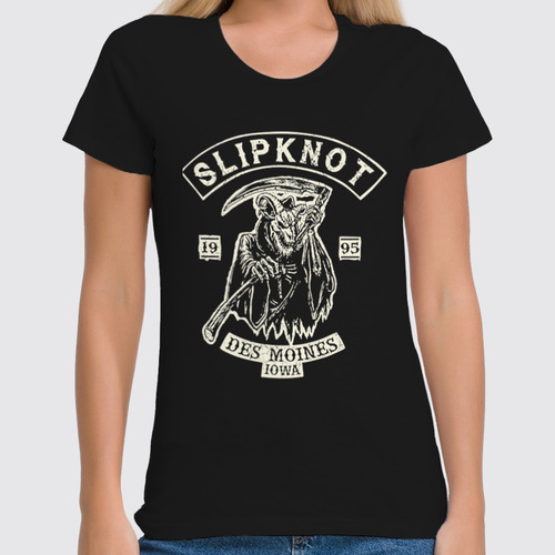 Заказать женскую футболку в Москве. Футболка классическая Slipknot от geekbox - готовые дизайны и нанесение принтов.
