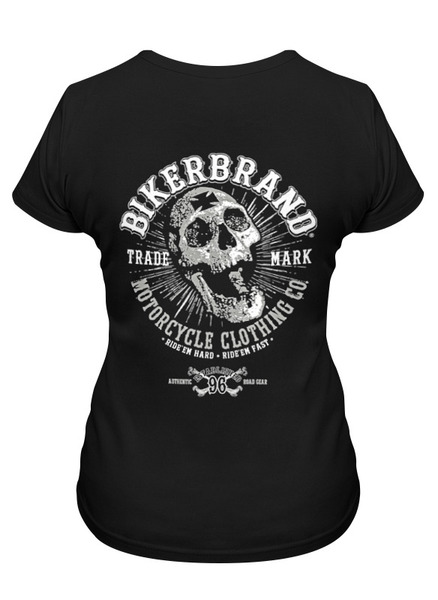 Заказать женскую футболку в Москве. Футболка классическая Bikerbrand от Leichenwagen - готовые дизайны и нанесение принтов.