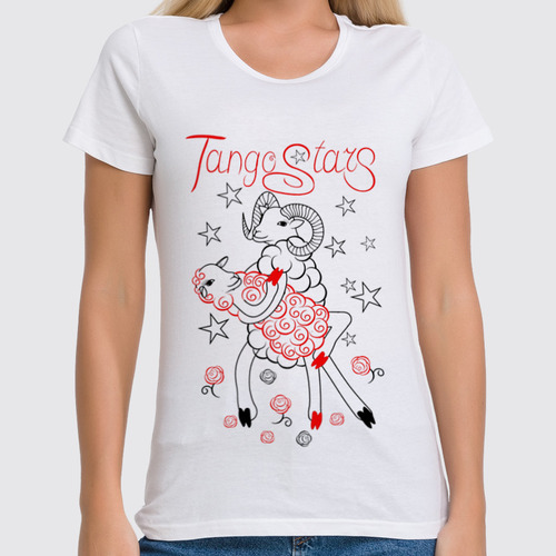 Заказать женскую футболку в Москве. Футболка классическая TANGO STARS от ELENA ZHARINOVA - готовые дизайны и нанесение принтов.