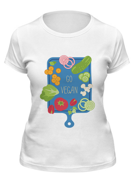 Заказать женскую футболку в Москве. Футболка классическая Go vegan от catification - готовые дизайны и нанесение принтов.