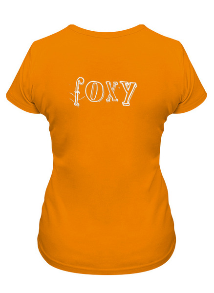 Заказать женскую футболку в Москве. Футболка классическая Милая лисичка "foxy" на оранжевом фоне от Елена Эйдукайтис - готовые дизайны и нанесение принтов.