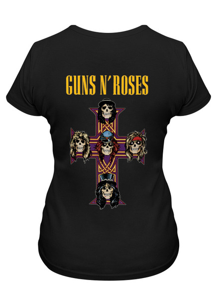 Заказать женскую футболку в Москве. Футболка классическая Guns N' Roses от Leichenwagen - готовые дизайны и нанесение принтов.