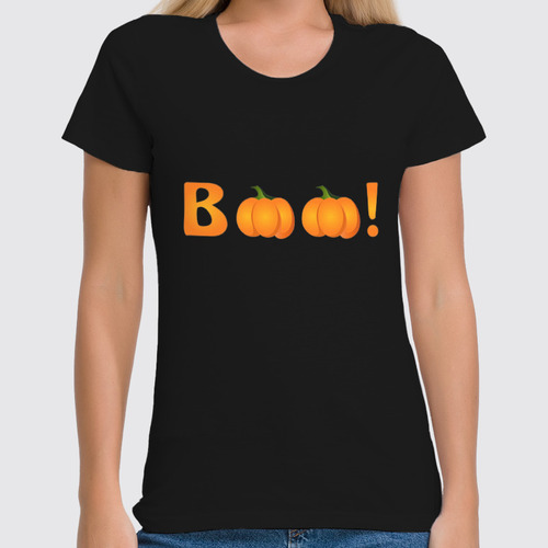 Заказать женскую футболку в Москве. Футболка классическая Halloween Boo! от CoolDesign - готовые дизайны и нанесение принтов.