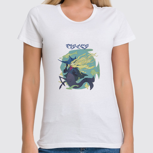 Заказать женскую футболку в Москве. Футболка классическая Знак зодиака Рыбы от theirenemen - готовые дизайны и нанесение принтов.