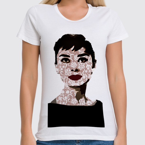 Заказать женскую футболку в Москве. Футболка классическая Audrey Hepburn от avagardner - готовые дизайны и нанесение принтов.
