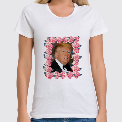 Заказать женскую футболку в Москве. Футболка классическая Трамп от cherdantcev - готовые дизайны и нанесение принтов.