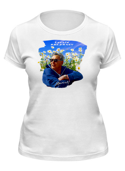 Заказать женскую футболку в Москве. Футболка классическая Leonid Brezhnev от balden - готовые дизайны и нанесение принтов.
