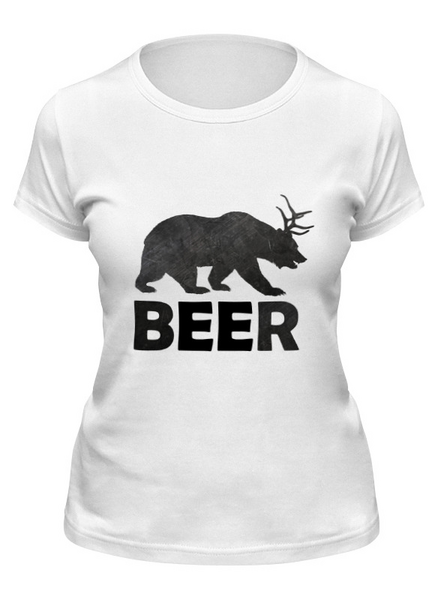 Заказать женскую футболку в Москве. Футболка классическая Beer (bear) от Ксения Золотухина - готовые дизайны и нанесение принтов.