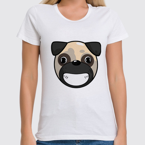 Заказать женскую футболку в Москве. Футболка классическая улыбающаяся собака от sergei1807@yahoo.com - готовые дизайны и нанесение принтов.