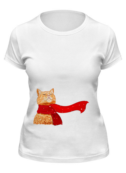 Заказать женскую футболку в Москве. Футболка классическая Рыжий Кот от printik - готовые дизайны и нанесение принтов.