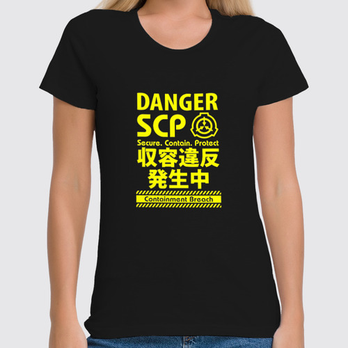 Заказать женскую футболку в Москве. Футболка классическая SCP Foundation от geekbox - готовые дизайны и нанесение принтов.