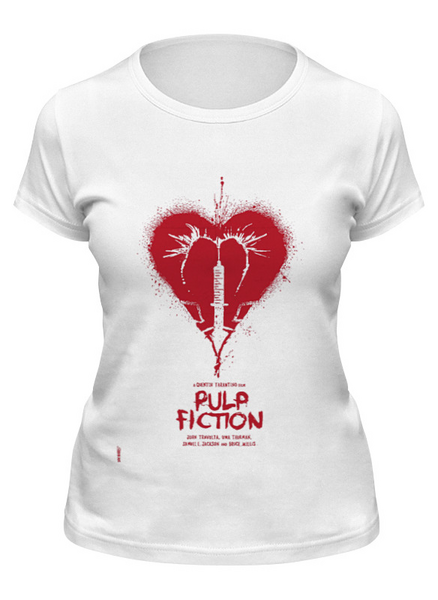 Заказать женскую футболку в Москве. Футболка классическая Pulp Fiction - heart от KinoArt - готовые дизайны и нанесение принтов.