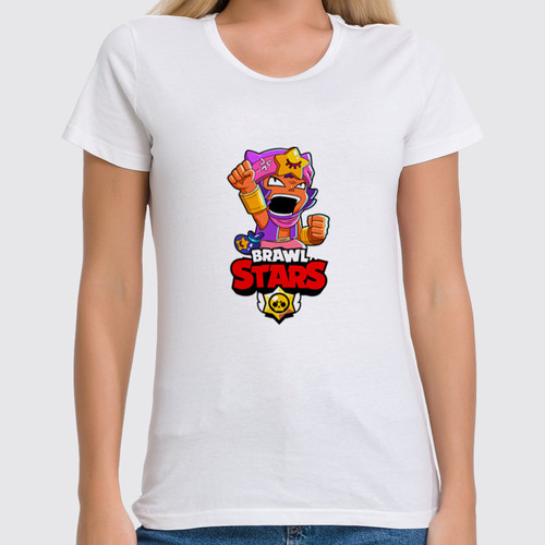 Заказать женскую футболку в Москве. Футболка классическая BRAWL STARS SANDY  от geekbox - готовые дизайны и нанесение принтов.