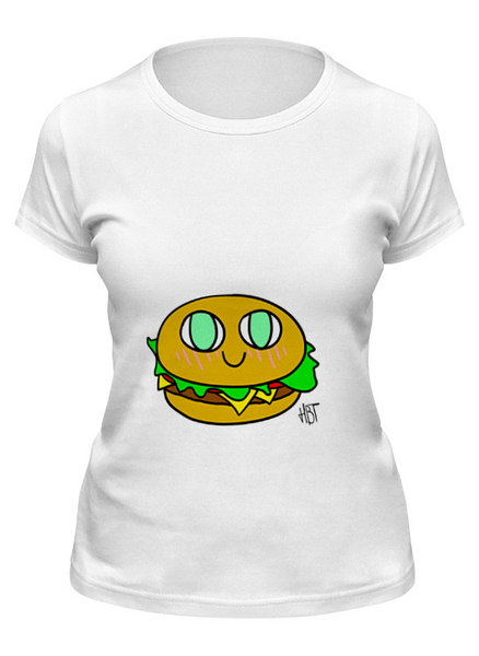 Заказать женскую футболку в Москве. Футболка классическая Гамбургер от Heh Brukva-Turnip - готовые дизайны и нанесение принтов.