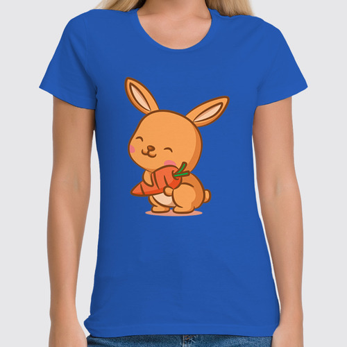 Заказать женскую футболку в Москве. Футболка классическая Кролик с морковкой от skynatural - готовые дизайны и нанесение принтов.