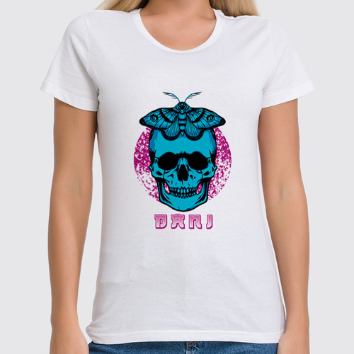 Заказать женскую футболку в Москве. Футболка классическая skull moth от Даниил Шаповалов - готовые дизайны и нанесение принтов.