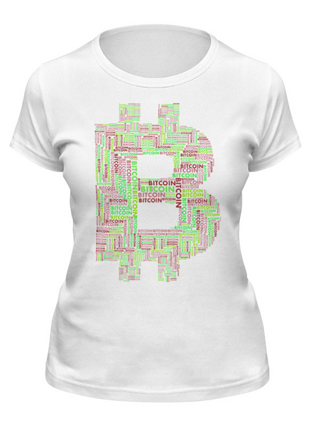 Заказать женскую футболку в Москве. Футболка классическая Розовый биткойн от Crypto Style - готовые дизайны и нанесение принтов.