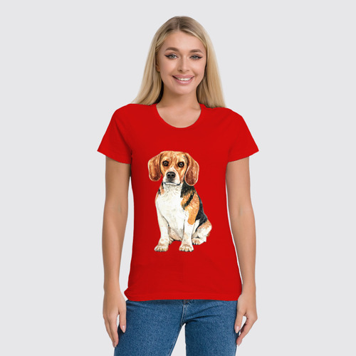 Заказать женскую футболку в Москве. Футболка классическая Dog Beagle от T-shirt print  - готовые дизайны и нанесение принтов.