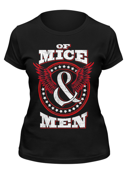 Заказать женскую футболку в Москве. Футболка классическая Of Mice & Men от geekbox - готовые дизайны и нанесение принтов.