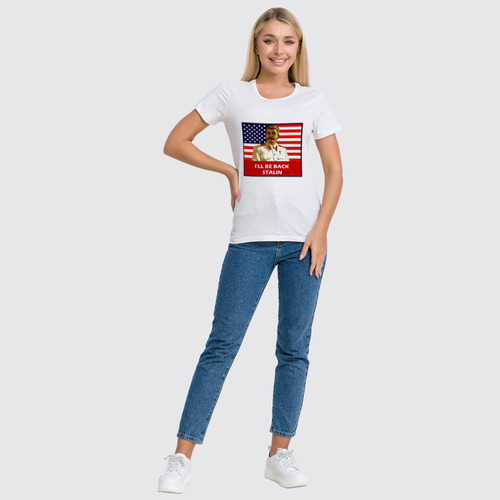 Заказать женскую футболку в Москве. Футболка классическая Сталин - Я вернусь от Leichenwagen - готовые дизайны и нанесение принтов.
