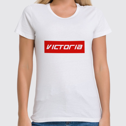 Заказать женскую футболку в Москве. Футболка классическая Victoria от THE_NISE  - готовые дизайны и нанесение принтов.