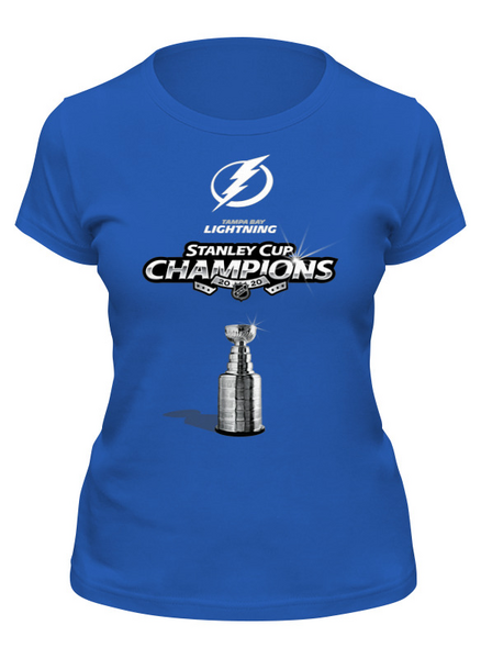 Заказать женскую футболку в Москве. Футболка классическая Tampa Bay Lightning Stanley Cup Champions 2020 от KutvinoV.com  - готовые дизайны и нанесение принтов.