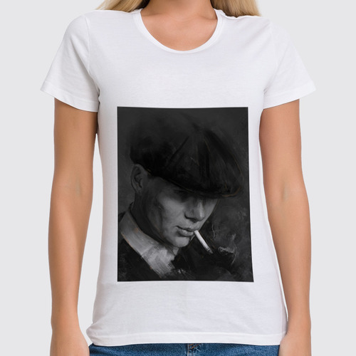 Заказать женскую футболку в Москве. Футболка классическая Tommy Shelby - Острые козырьки от Дана Столыпина - готовые дизайны и нанесение принтов.