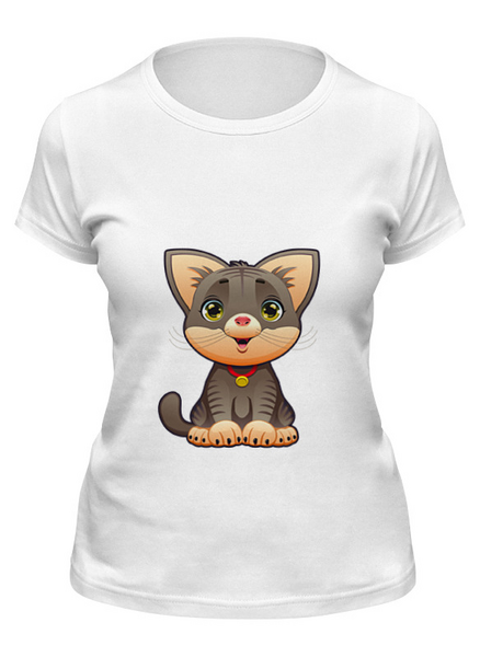 Заказать женскую футболку в Москве. Футболка классическая Милый котёнок от Yaroslava - готовые дизайны и нанесение принтов.