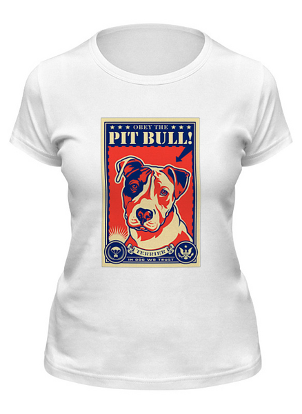 Заказать женскую футболку в Москве. Футболка классическая Собака: PIT BULL от Виктор Гришин - готовые дизайны и нанесение принтов.