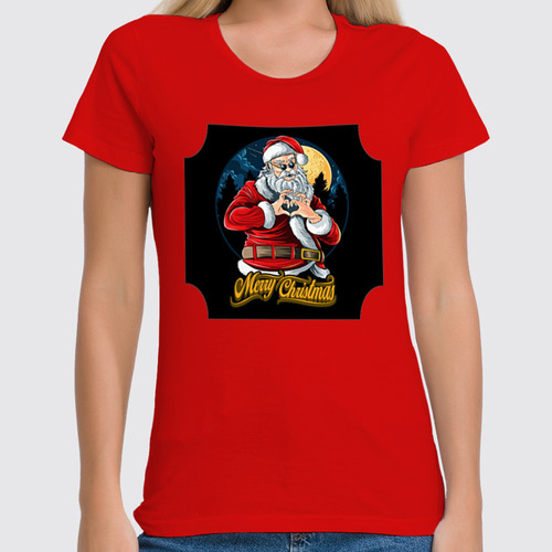 Заказать женскую футболку в Москве. Футболка классическая Дед Мороз от Leichenwagen - готовые дизайны и нанесение принтов.