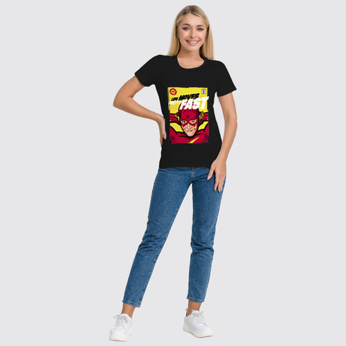 Заказать женскую футболку в Москве. Футболка классическая Супергерой Флэш от printik - готовые дизайны и нанесение принтов.
