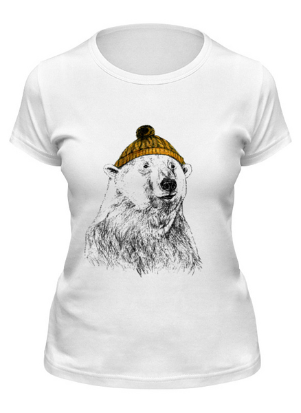 Заказать женскую футболку в Москве. Футболка классическая Белый медведь от lissa - готовые дизайны и нанесение принтов.