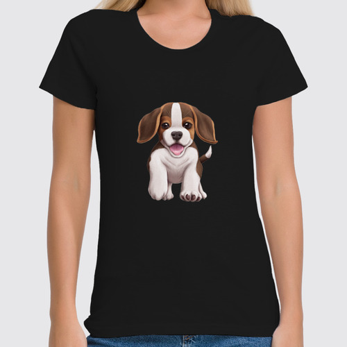 Заказать женскую футболку в Москве. Футболка классическая Собака бигль щенок от tigerda  - готовые дизайны и нанесение принтов.
