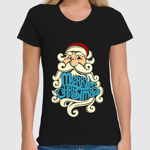 Заказать женскую футболку в Москве. Футболка классическая Дед Мороз (Santa) от coolmag - готовые дизайны и нанесение принтов.