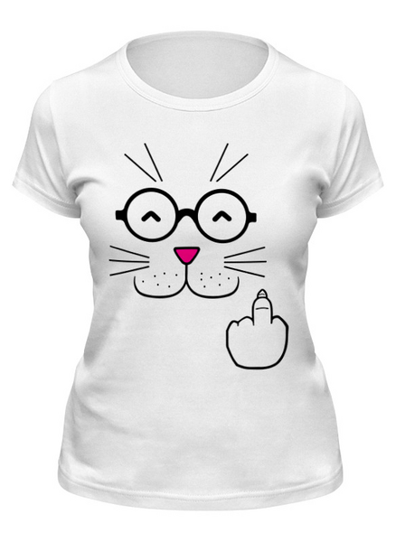 Заказать женскую футболку в Москве. Футболка классическая Кот (Cat) от nadegda - готовые дизайны и нанесение принтов.