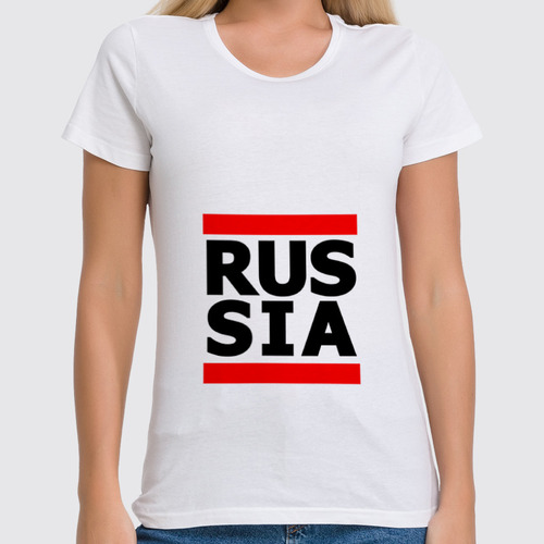 Заказать женскую футболку в Москве. Футболка классическая Russia от kseniya86 - готовые дизайны и нанесение принтов.