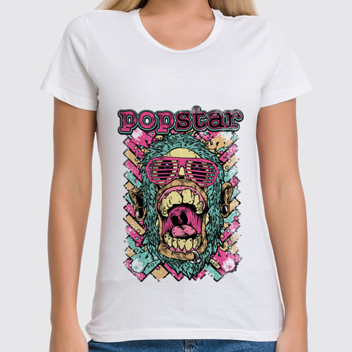 Заказать женскую футболку в Москве. Футболка классическая Popstar от T-shirt print  - готовые дизайны и нанесение принтов.