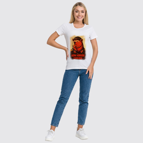 Заказать женскую футболку в Москве. Футболка классическая Comrade Bear от Leichenwagen - готовые дизайны и нанесение принтов.